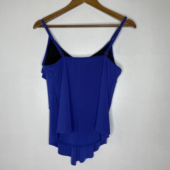 Magicsuit Blue Ruffle Tankini Top Swim Shaping Swimwear Adjustable Straps Small - Picture 3 of 5